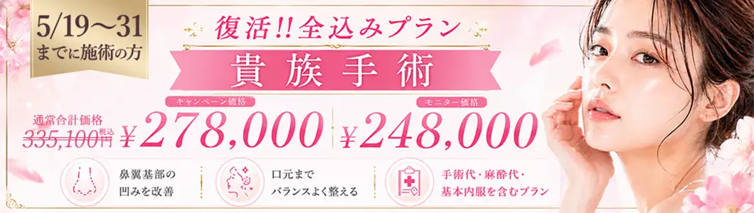 復活!全込みプラン 貴族手術 バナー